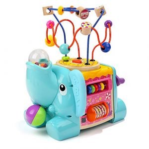 Activity Cube for kids with bead maze- Elephant